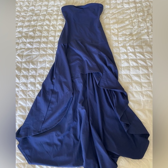 Susana Monaco Blue Strapless Hi Lo Knit Gown - Picture 1 of 9